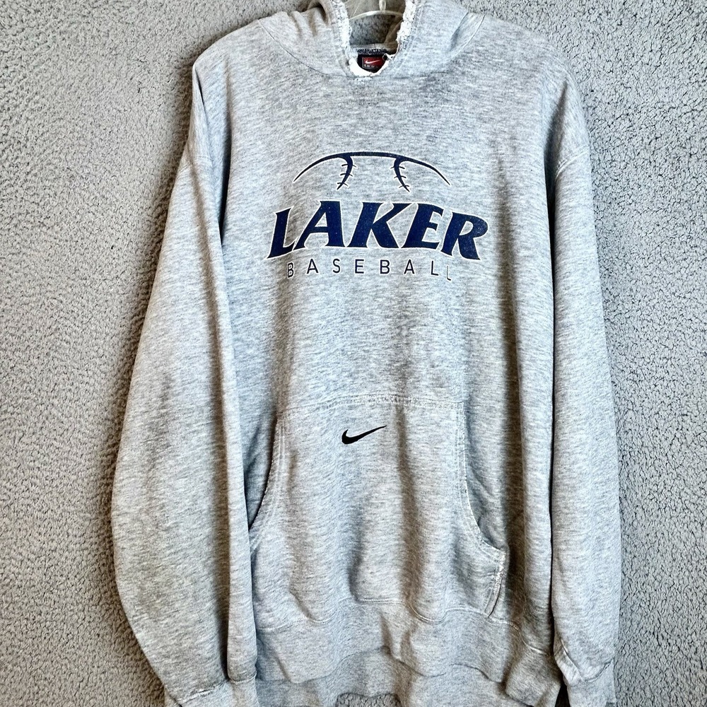Y2K Nike Hoodie Mens XXL Lake Oswego, Oregon Pullover Sweatshirt Baseball Laker
